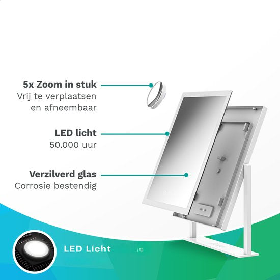 Mirlux Make Up Hollywood Mirror with Lighting (44x30cm) - Vision - Lumière LED dimmable - Blanc