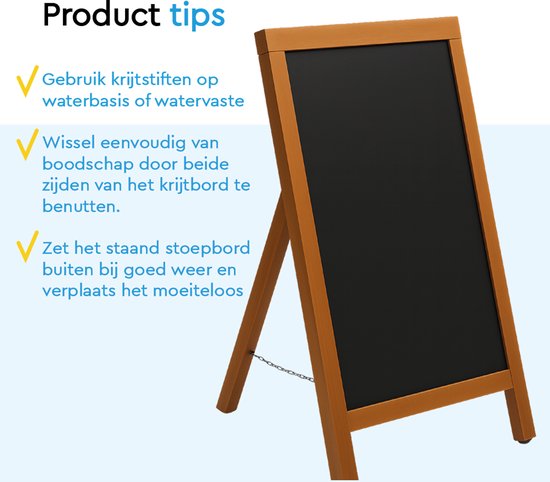BRASQ Chalkboard Mahogany - 55x 85 CM - Tableau noir - Enseigne publicitaire - Enseigne de trottoir - Simple face - pour l'intérieur et l'extérieur - Hospitality