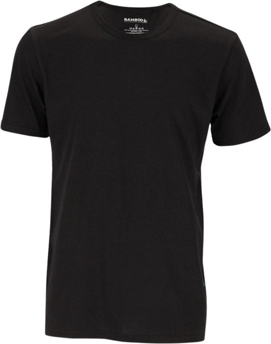 T-shirt en bambou pour homme - Noir - Coupe régulière - T-shirt décontracté pour homme - Bambou - Col rond