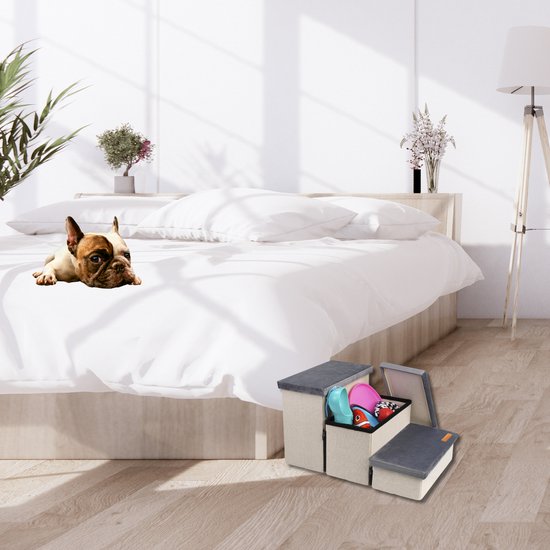 Escalier pour chien Escalier robuste pour chien avec rangement - Escalier pour chien - marche pour canapé ou lit - Jusqu'à 60 kg - Anthracite - Universel