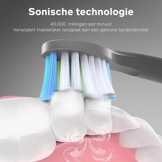 Bintoi® iSonic ProClean - Têtes de brosse à dents électrique - 4 pièces - Convient à Bintoi iSonic D700/D600 - Stock annuel - Gris
