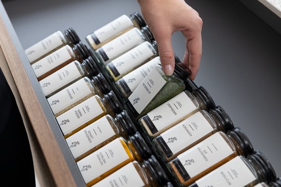 Organess Spice Rack Drawer - 4 Layer - For 28 Spice Jars - Acrylic - Spice Organiser - Kitchen Drawer Organiser