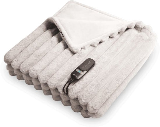 Couverture chauffante électrique rayée Duux Yentl 200x200 cm - 9 positions - Gris