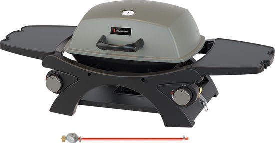 KitchenBrothers Gas BBQ - Table Top Barbecue - BBQ de table - Revêtement antiadhésif - Surface de cuisson 37x48 cm - Noir