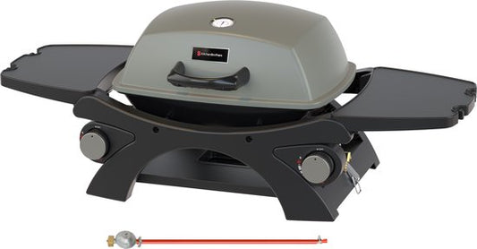 KitchenBrothers Gas BBQ - Table Top Barbecue - BBQ de table - Revêtement antiadhésif - Surface de cuisson 37x48 cm - Noir