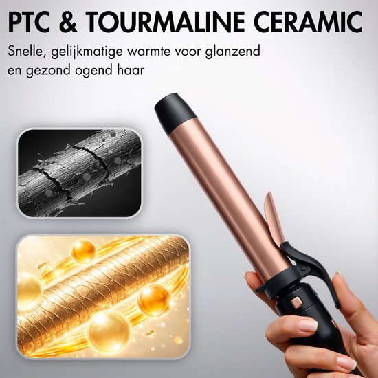 Sansbeauté® 3 en 1 Fer à boucler automatique avec pince - Fer à boucler en céramique - 25mm à 38mm - Beach Waves - Wavy Hair - Curlers 33 38 mm 25 mm - Blowout Brush - Hair Styler - Hair Curler - Crimper fin et épais - Fer à boucler cheveux courts