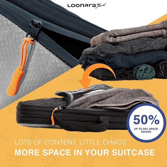 Cubes de compression pour valise et sac à dos avec sac de rangement, gris