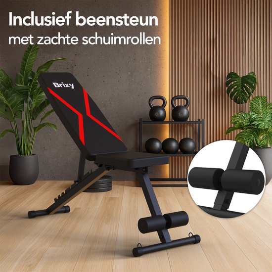 Brixy Fitness Halter Bench - Banc d'exercice - Jusqu'à 300KG - Banc de musculation - Banc d'exercice - Réglable - Pliable - Noir