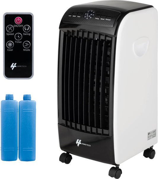 HomeTech FL-1701R Refroidisseur d'air mobile à 3 vitesses - Refroidisseur d'air mobile avec télécommande - 3 modes de fonctionnement et minuterie - Noir/Blanc