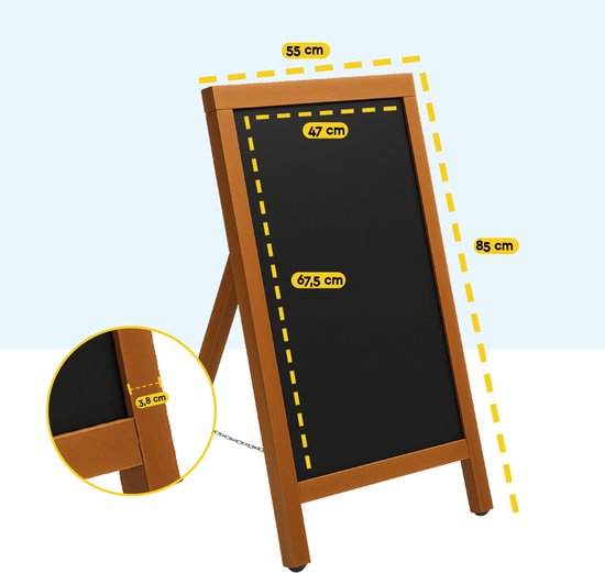 BRASQ Chalkboard Mahogany - 55x 85 CM - Tableau noir - Enseigne publicitaire - Enseigne de trottoir - Simple face - pour l'intérieur et l'extérieur - Hospitality