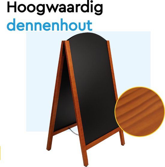 BRASQ Chalkboard Elegance Mahogany - 70x130 CM - Tableau noir - Enseigne publicitaire - Enseigne de trottoir - Double face - pour l'intérieur et l'extérieur - Hospitality