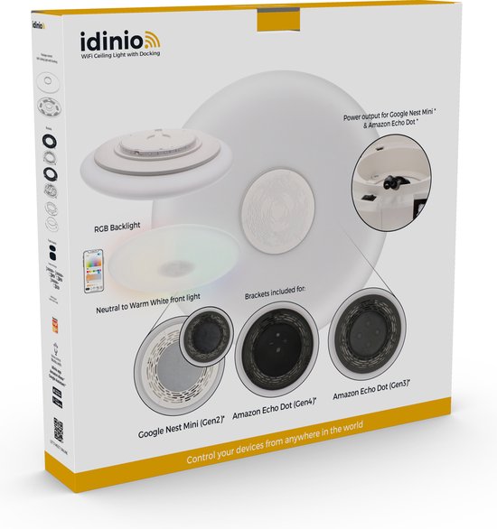 IDINIO Plafonnier LED WiFi 50 cm - Multicolore - Pour Google Nest / Echo Dot