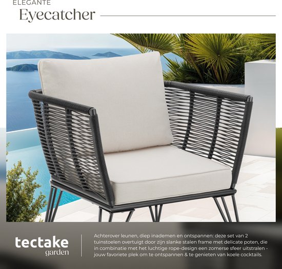 tectake® 2-Piece Set Garden Lounge Armairs Sundo in Rope-Design - Comfort and Style - lounge chairs