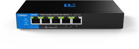 Linksys LN2305P - Commutateur réseau - PoE+ non géré - 2500 Mbps - 5 ports