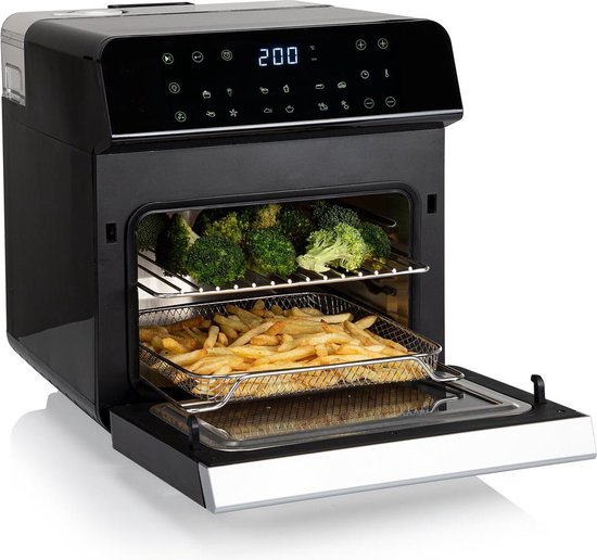 Princess Steam Airfryer Oven 182085 - Friteuse à air chaud - Grande capacité de 10 litres - 12 programmes préprogrammés - Comprend une grille de friture, une plaque de cuisson et une grille de gril - Noir