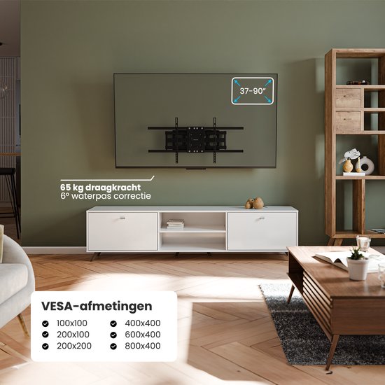 Auronic TV Bracket - Support mural pour TV - Rotatif et inclinable - 37 à 90 pouces - Jusqu'à 65 KG - Noir