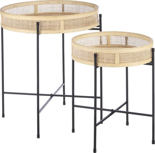 Mica Decorations Table d'appoint Leandro - Lot de 2 - H53 x Ø45 cm - Noir