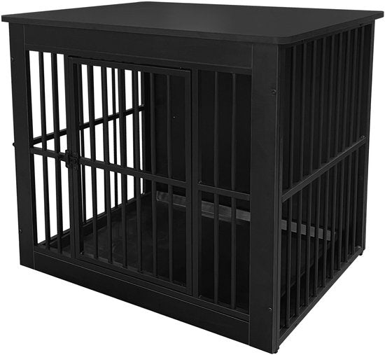 Cage pour chien - Banc pour chien - banc pour chiens de petite et moyenne taille - cage pour chien - pour l'intérieur - avec plateau hygiénique pour la cage - 80,5 cm x 59 cm x 70 cm