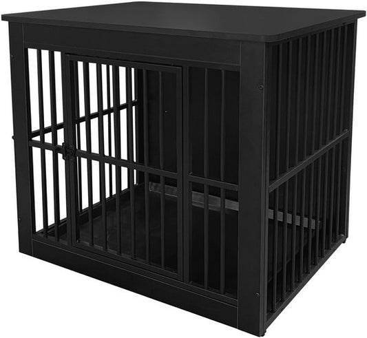 Cage pour chien - Banc pour chien - banc pour chiens de petite et moyenne taille - cage pour chien - pour l'intérieur - avec plateau hygiénique pour la cage - 80,5 cm x 59 cm x 70 cm
