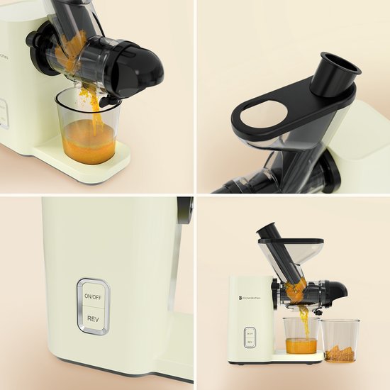 KitchenBrothers Slowjuicer - Mini presse-agrumes - Presse-légumes et fruits - Alimentation 40 mm et 50 mm - 400 ml - Campagne