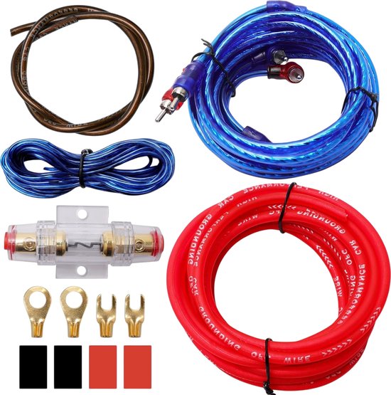 Skoov Wiring Set for Car Subwoofer and Amplifier - Cable Set - Complete Audio Wiring Set - Suitable for Car Sound Systems