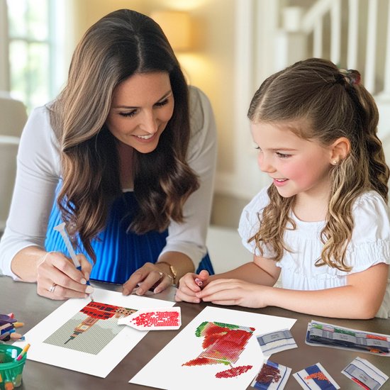 Rubye® Mini peintures de diamants - 2 pièces - Set - Adultes - Peinture de diamants pour enfants - Big Ben & Watermelon Cocktail- 15x20cm