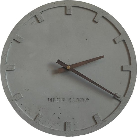 Horloge en béton Urbn Stone - horloge minimaliste silencieuse Ø32 - fait main avec aiguilles en bois - mouvement silencieux