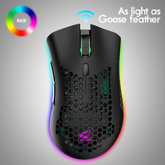 ZIYOU LANG X3 Wireless Gaming Mouse - Souris de jeu RVB en nid d'abeille - Souris de jeu - Noir