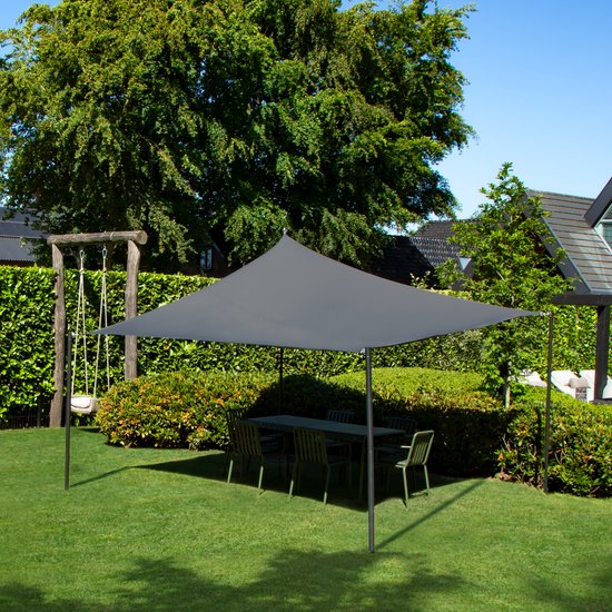 VONROC Premium Toile d'ombrage - Carré - 360x360 cm - Imperméable - Gris - Sac de rangement et cordon de fixation inclus