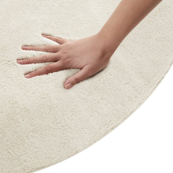 tectake® Tapis à poils courts - Rond - Ø120 cm - Crème - 1630 g/m² de poids de poils - Tapis pour le salon, la chambre à coucher, la salle à manger - Facile d'entretien et lavable - Sous-couche antidérapante - Antiallergique - Diverses tailles et couleurs