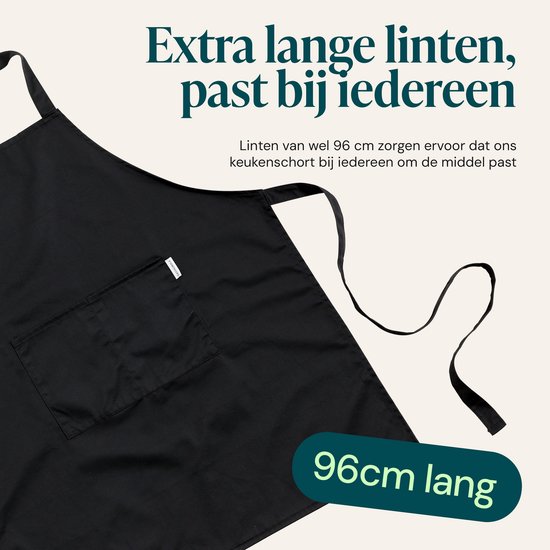 Tablier de cuisine Castagnola - Résistant à l'eau et à la saleté - Tablier de cuisine professionnel - Tablier pour femmes et hommes - Tablier de traiteur - Unisexe - Boucle réglable - Compartiments extra-larges - Noir