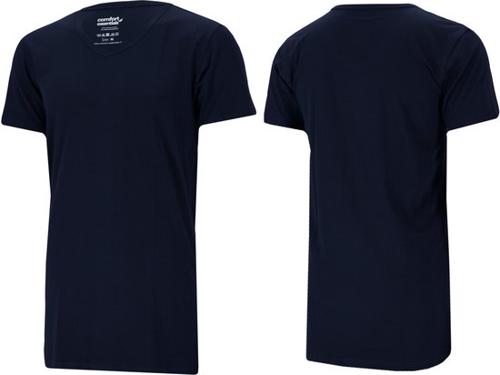 Comfort Essentials - T-shirts pour hommes - Extra Long - Navy XXL - 3 Pack - V Neck - Underhirt Men