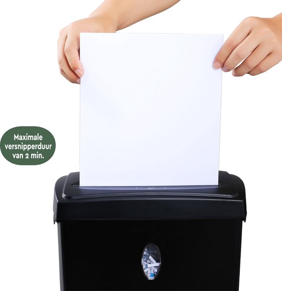 Destructeur de papier BRASQ - PS406 - Bac de collecte 11L - P4 standard - 6 feuilles - Destructeur de cartes de crédit - Noir