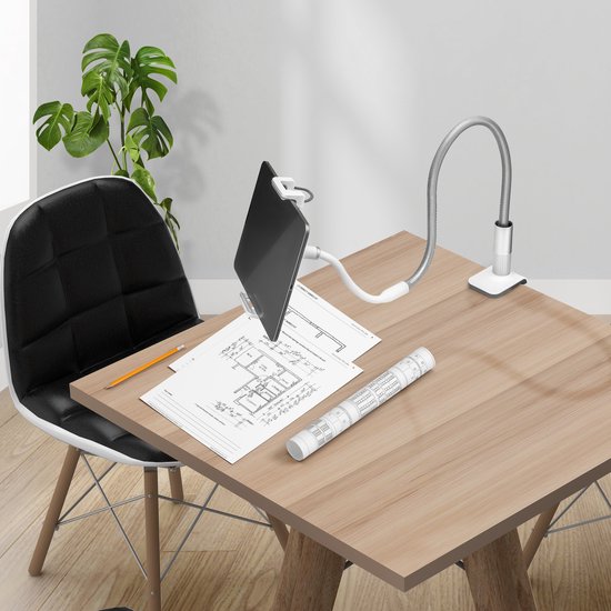 Studio ME Tablet Holder Flexible White - 4.7 to 12.9 Inch - Ipad Holder tripod clamp - 100 CM - Tablet Stand - Suit pour les caméras - 360º Rotatable - Tablet Holder