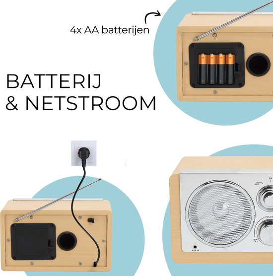 Denver Radio FM portable - Rétro - Fonctionne sur piles ou secteur - Radio de cuisine - AM - FM - TR63 - Bois