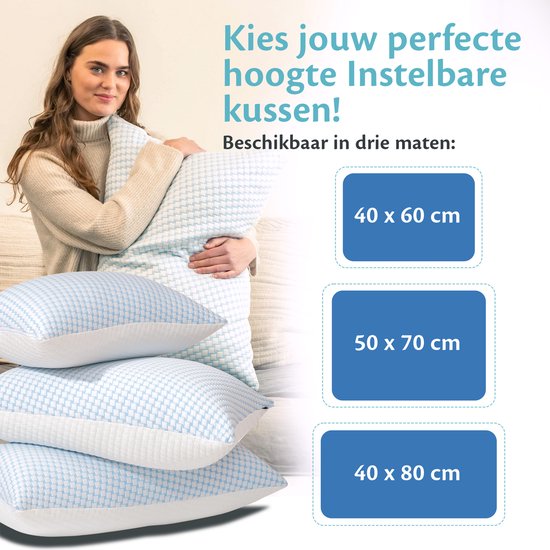Ella® Oreiller de tête Douleurs cervicales 40 x 80 cm - Oreiller en bambou - Mousse à mémoire de forme / Rembourrage en mousse à mémoire de forme - Ergonomique et orthopédique - Taie d'oreiller incluse