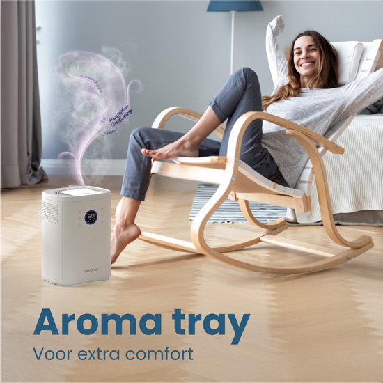 Humidificateur Auronic - 4 litres - 40m2 - Convient au salon, au bureau, à la chambre à coucher, à la chambre de bébé et plus encore - Avec aromathérapie - Sans BPA - Blanc