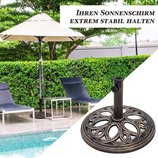 Base de parasol en fonte Coast - Pied de parasol - Hauteur 32 cm - Bronze