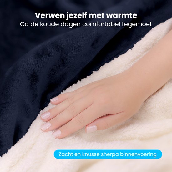 Couverture électrique Auronic - Couverture chauffante - Polaire Sherpa - 9 niveaux de chaleur et minuterie - Couverture - 200x180 - 2 personnes - Bleu