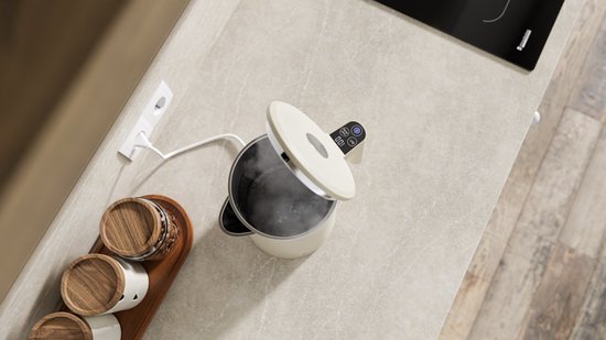 KitchenBrothers Bouilloire - 1.7L - Avec contrôle de la température - Électrique - Fonction maintien au chaud - Affichage - Double paroi - Cool-touch - 2200W - Beige