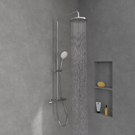 Colonne de douche 3 jets Villeroy & Boch, Universal Showers douchette 110 mm, avec mitigeur thermostatique, chrome