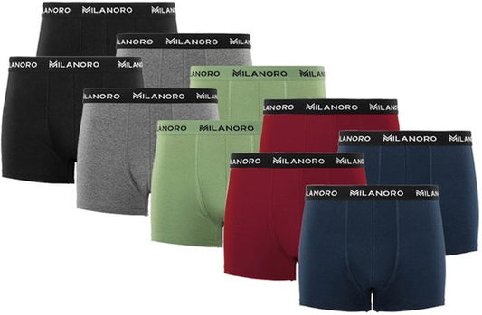 Milanoro - Lot de 10 boxers stylés en coton - Mélange foncé - M