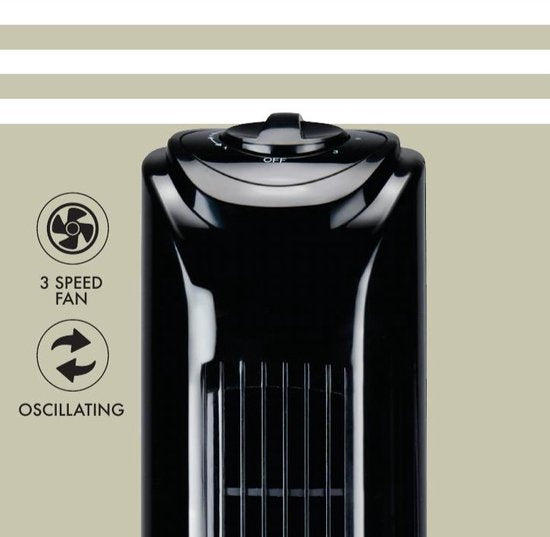Lifetime Air Tower Fan - Ventilateur à 3 vitesses - Ventilateur rotatif sur pied - Ventilateur de sol 54dB - Parfait pour la chambre et le bureau - Câble secteur 1.5M - 81 x 67 cm - Noir