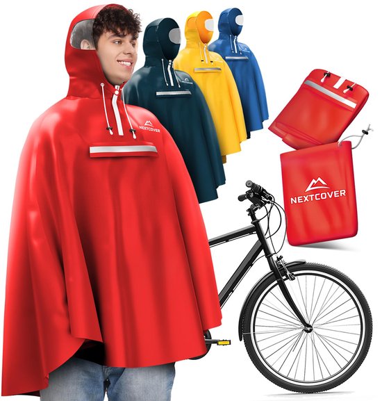 Nextcover Poncho de pluie pour femmes et hommes | Cape de pluie avec technologie AquaShield 2.0, coupe-vent et imperméable | Idéal pour le cyclisme, la randonnée et la pêche | Poncho de vélo pour adultes Unisexe | Poncho