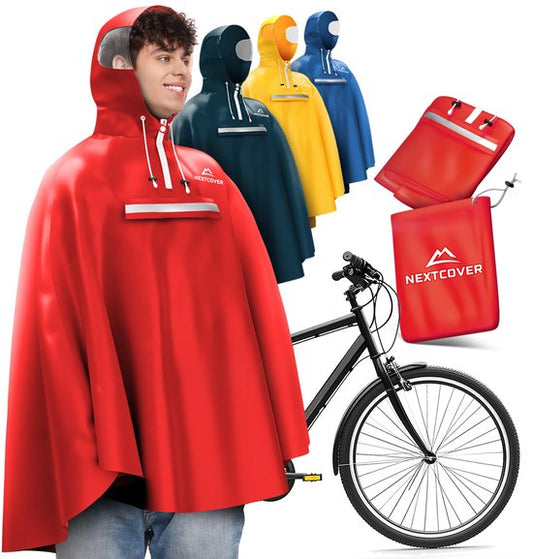 Nextcover Poncho de pluie pour femmes et hommes | Cape de pluie avec technologie AquaShield 2.0, coupe-vent et imperméable | Idéal pour le cyclisme, la randonnée et la pêche | Poncho de vélo pour adultes Unisexe | Poncho