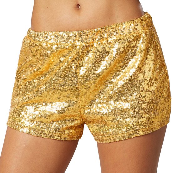 Dressforfun Short à paillettes doré XL - costume de déguisement pour halloween, carnaval, carnaval - 303889