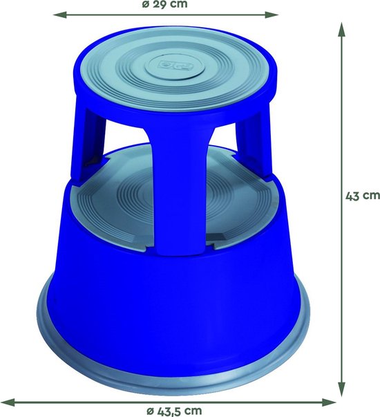 BRASQ Tabouret de marche Premium Bleu - Capacité 150 kg - Tabouret de marche - Pied d'éléphant - Tabouret de bureau - Escalier mécanique - Tabouret - Métal