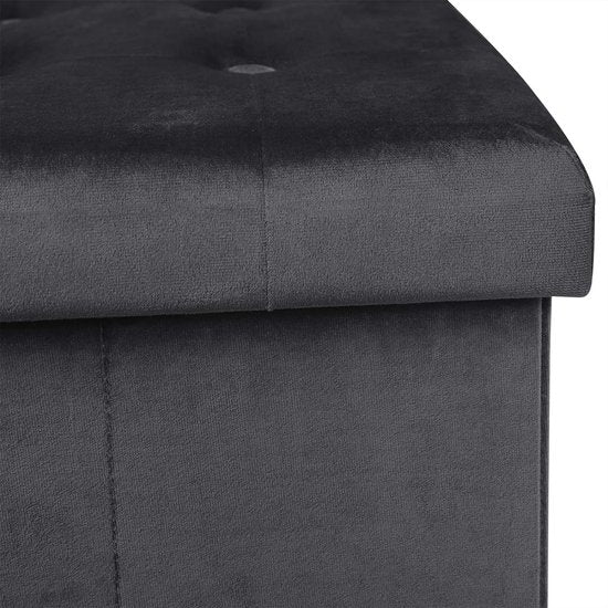 Tabouret de rangement Siège velours,Tabouret de rangement pliable 76x37.5x38cm,Gris SH70gr