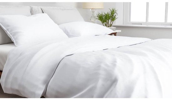 ZoHome Satinado Housse de couette - Double - 200x200/220 cm - Blanc