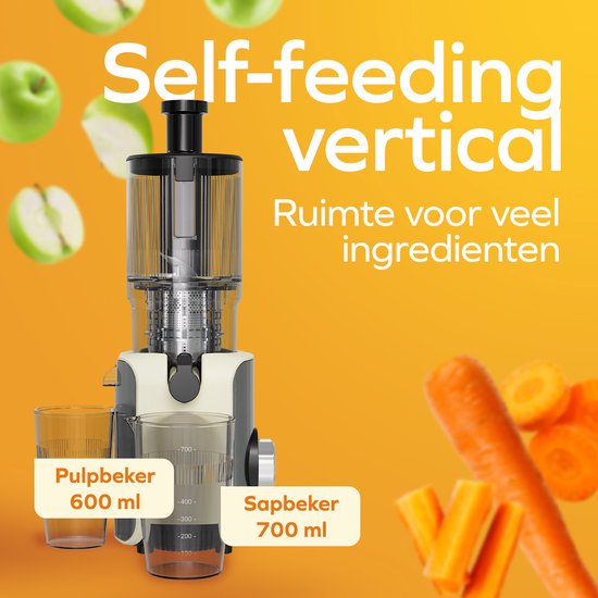 KitchenBrothers Slowjuicer - Vertical - Presse-agrumes - Presse-légumes et fruits - 126 mm - 750 ml - Champagne